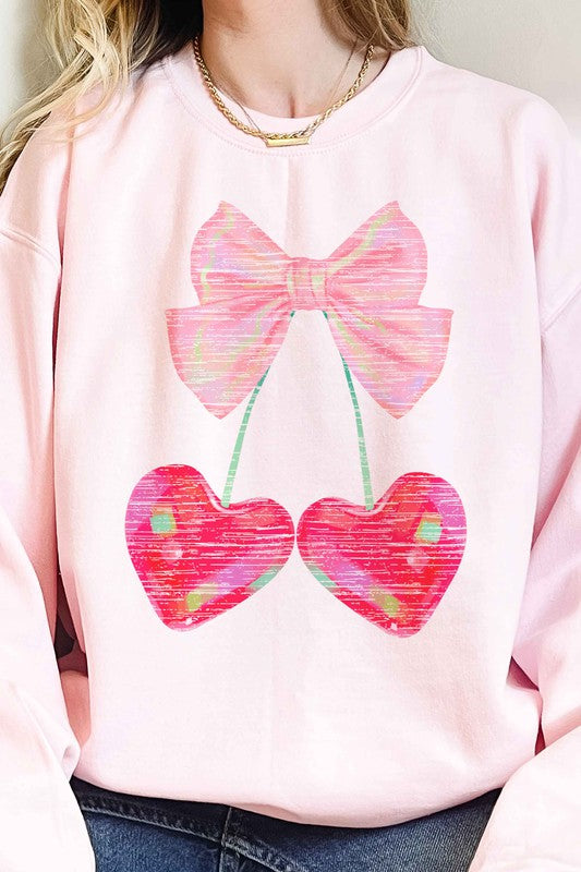 CHERRY RIBBON VALENTINES OVERSIZED SWEATSHIRT - CURVY