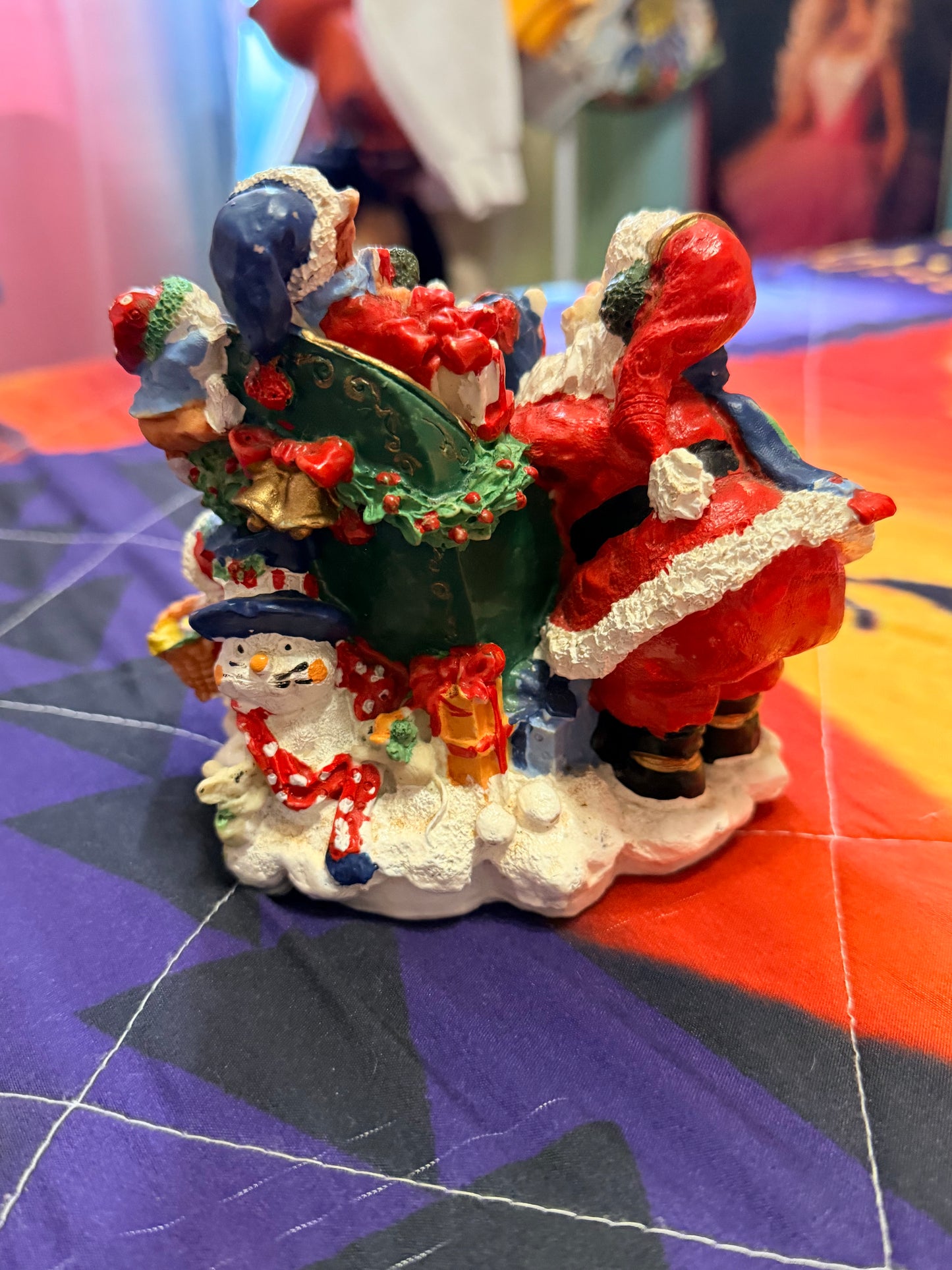 Santa and fur friends Christmas figurine