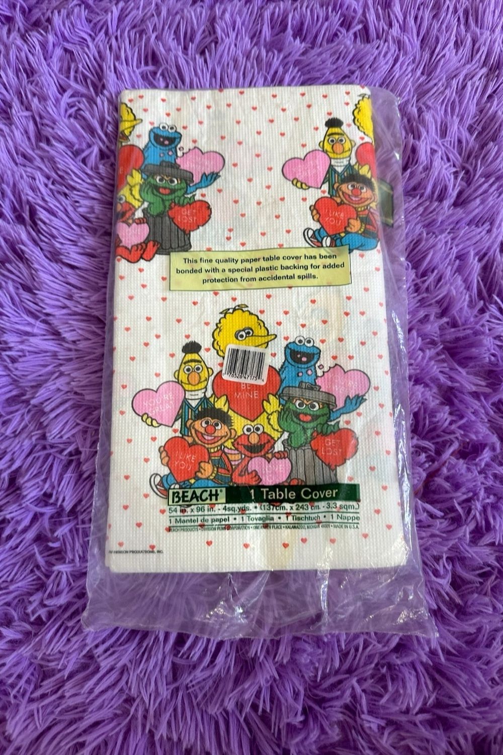 VINTAGE BE MINE SESAME STREET TABLE COVER*