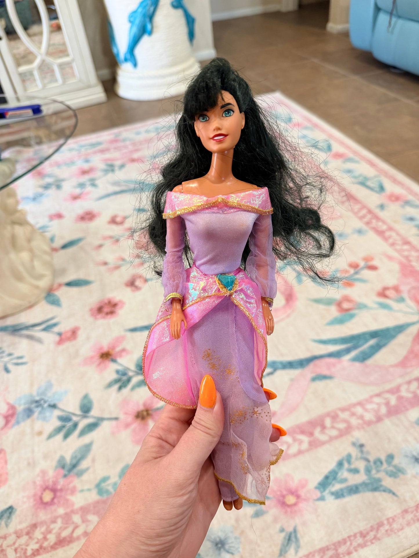 Esmeralda Barbie dressed in Princess Jasmine outfit