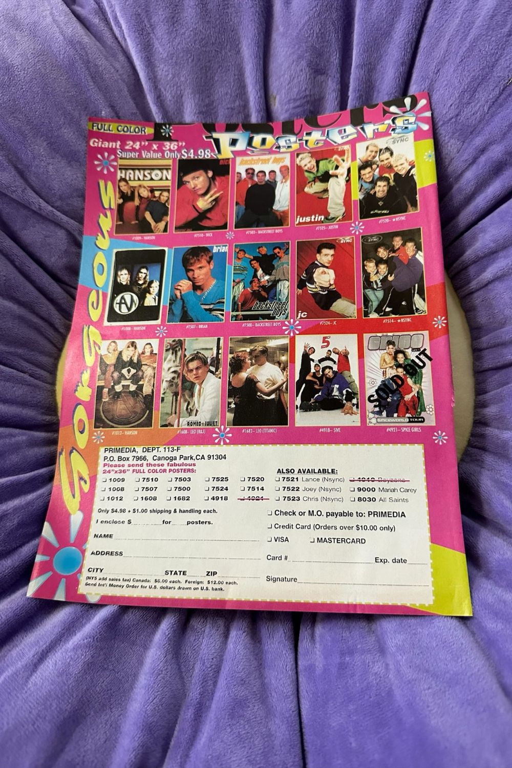 OCTOBER 1999 16 MAGAZINE PAGE JOEY FATONE/POSTERS AD*