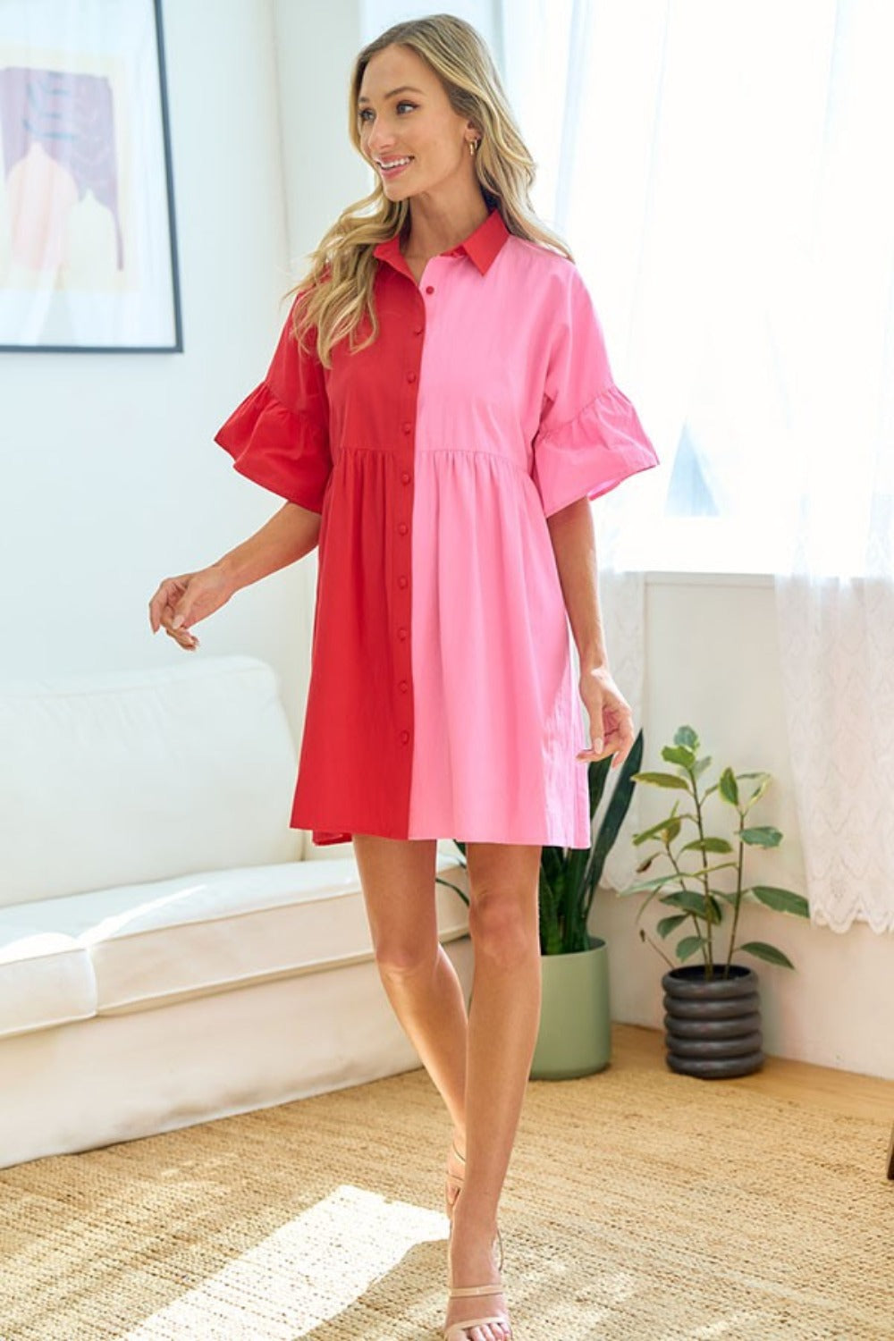 FIRST LOVE COLOR BLOCKED BABYDOLL DRESS
