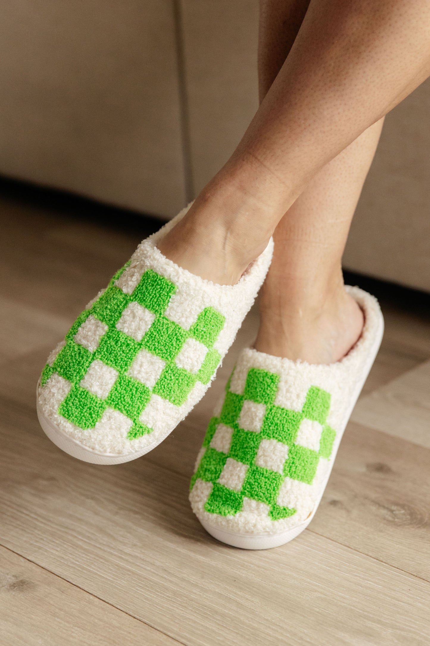 GREEN GINGHAM COMFORT SLIPPER