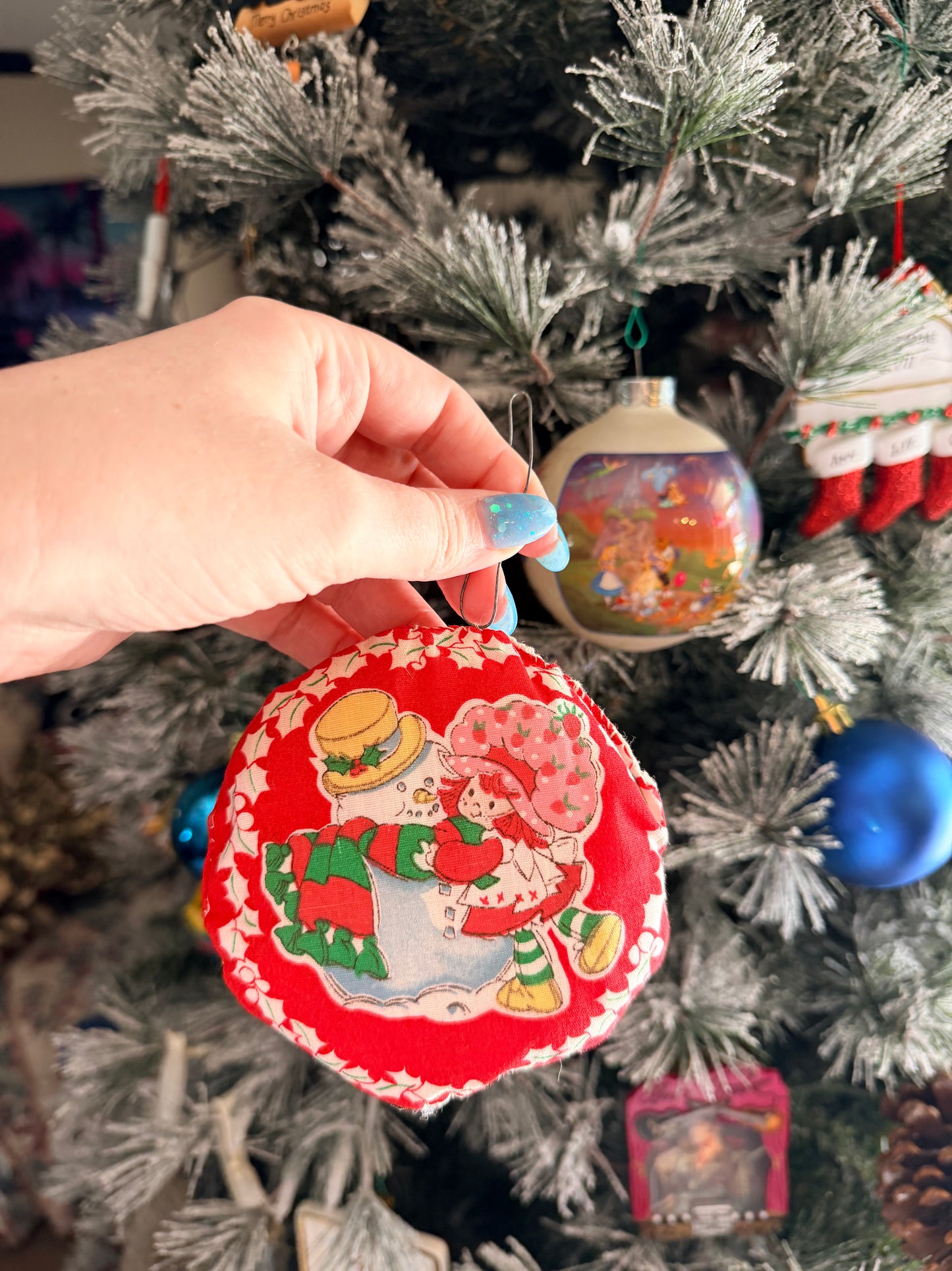 Strawberry shortcake snowman ornament