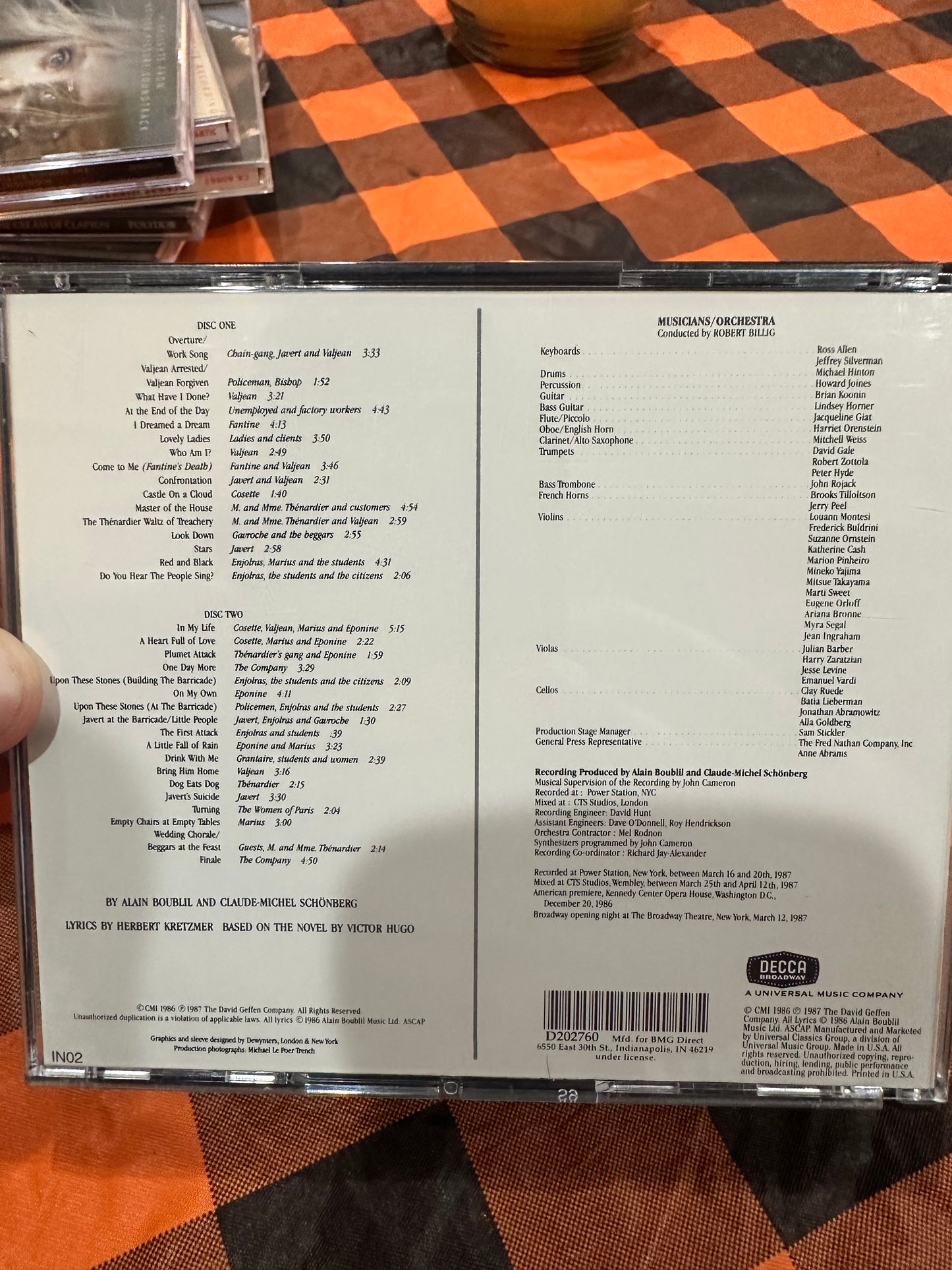 Les Miserables broadway Cast 2 disc