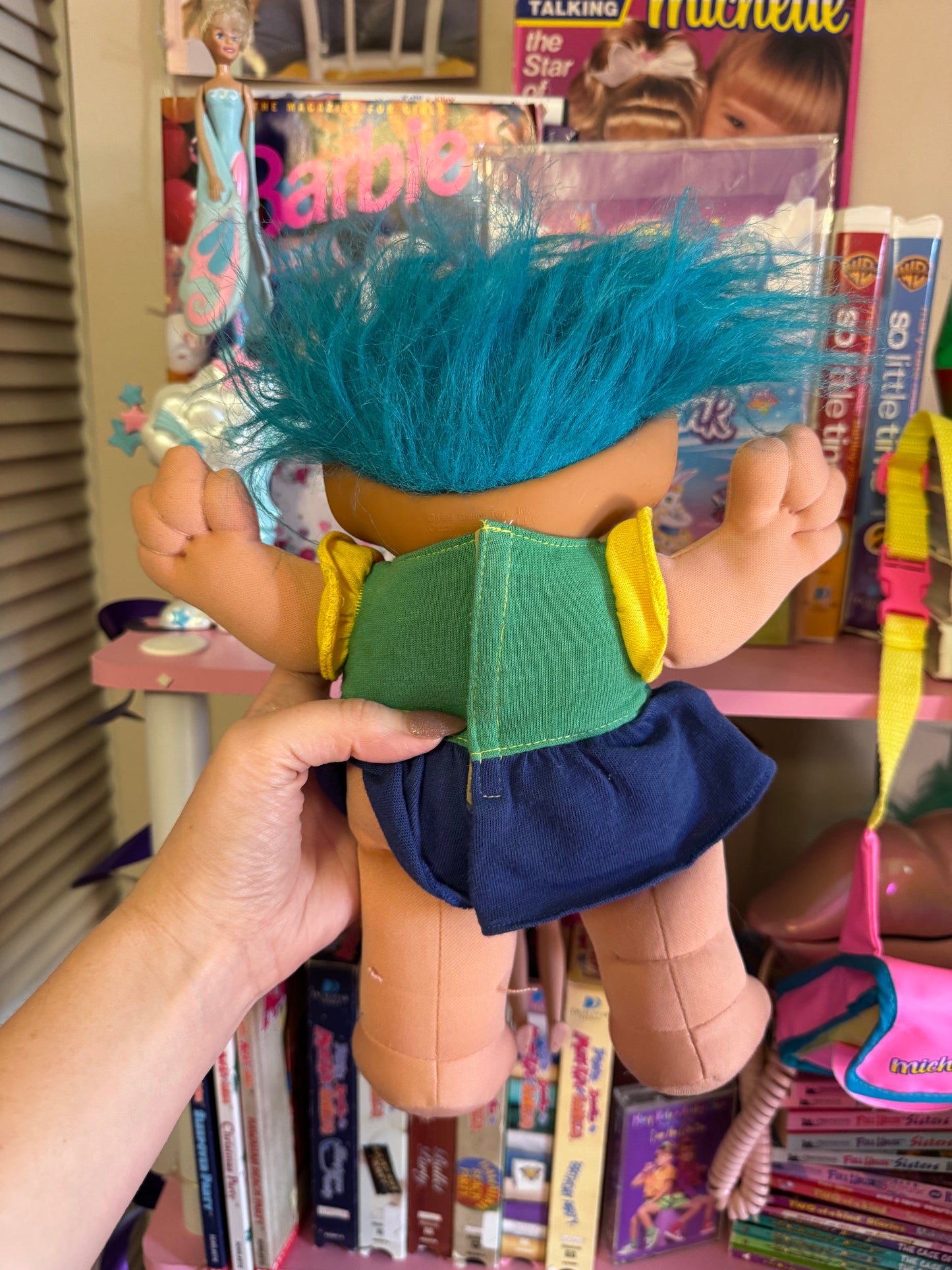 Vintage Treasure Troll Cuddle Tots Shubee Plush Doll Blue Hair Galoob 1998