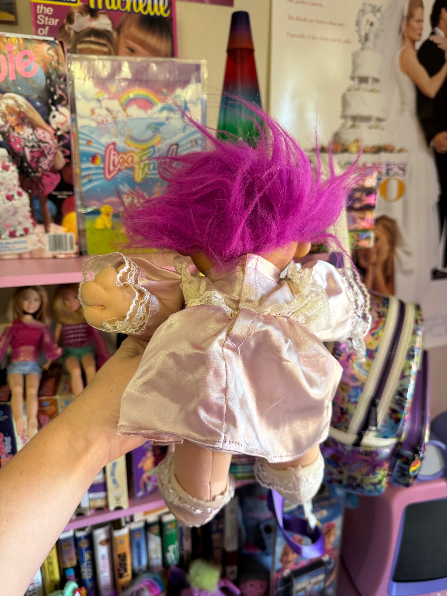 Vintage 12" RUSS BERRIE TROLL KIDZ DOLL 2325 PURPLE DRESS GIRL PLUSH STUFFED