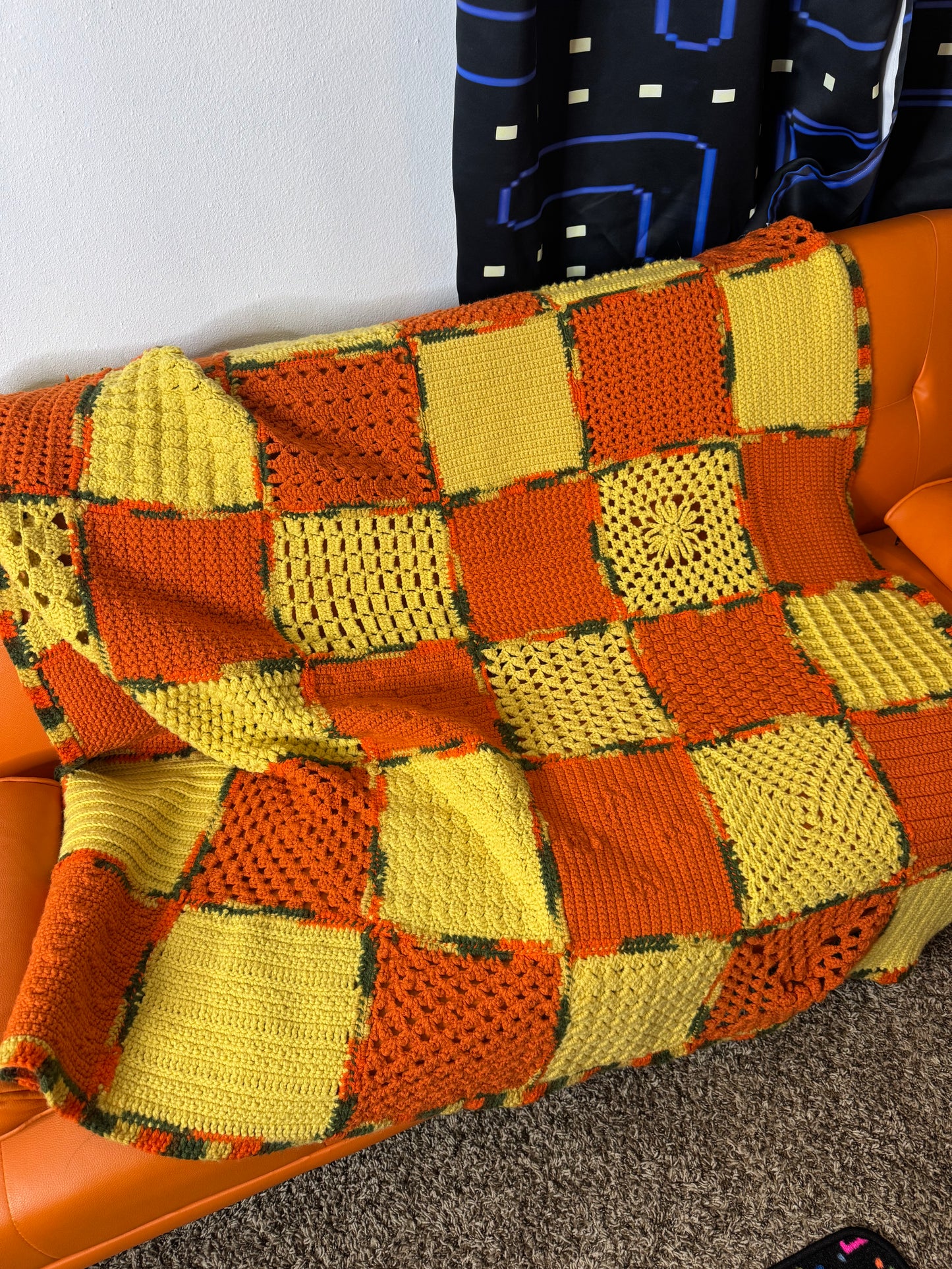 1970s Pumpkin Patch Granny Sampler Blanket