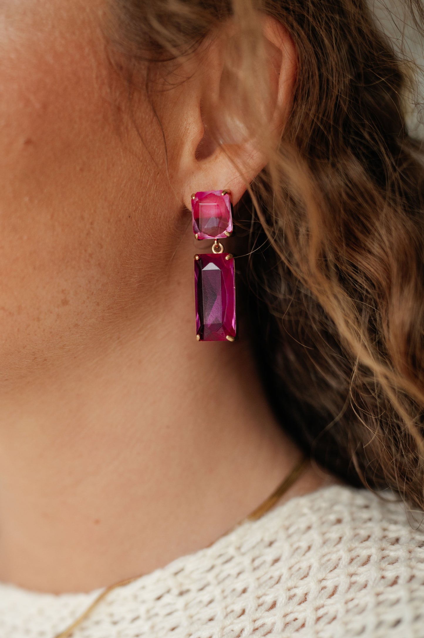 PINK PRISM SPARKLE DANGLE EARRINGS