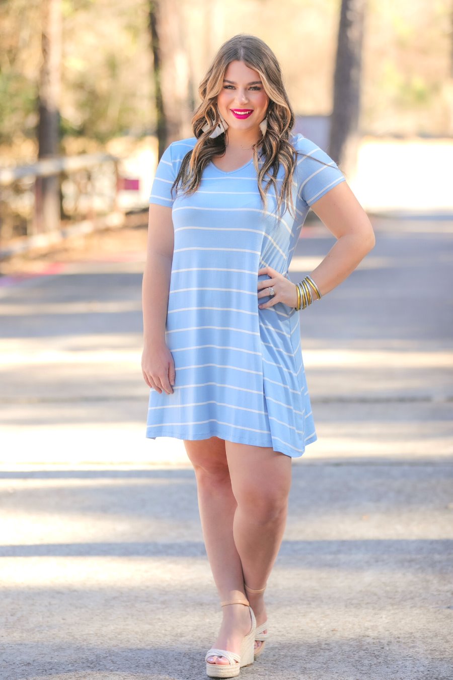 Baby blue shop striped dress