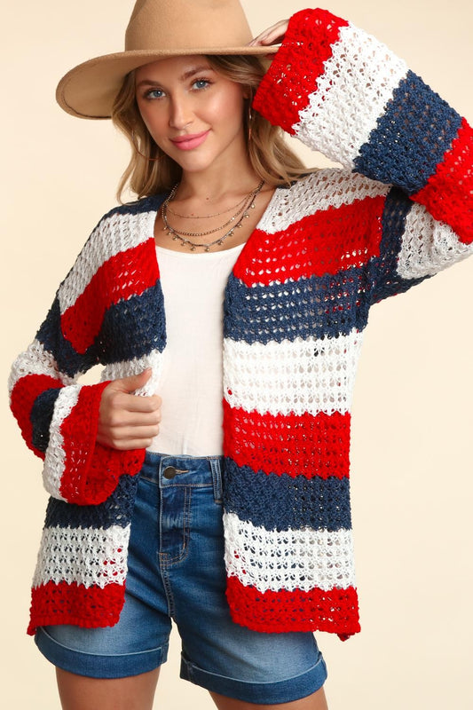 MEMORY LANE OPEN FRONT STRIPE CARDIGAN