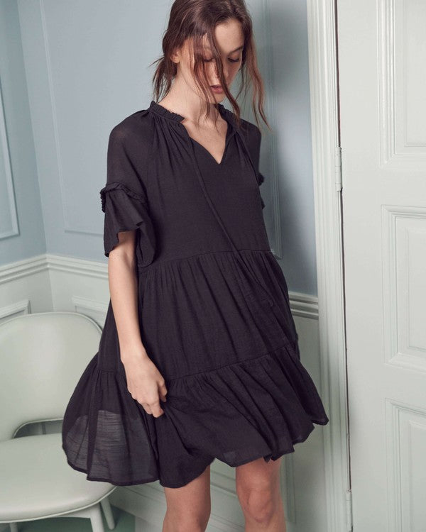 FRILLED TO THE BRIM TIERED MINI DRESS