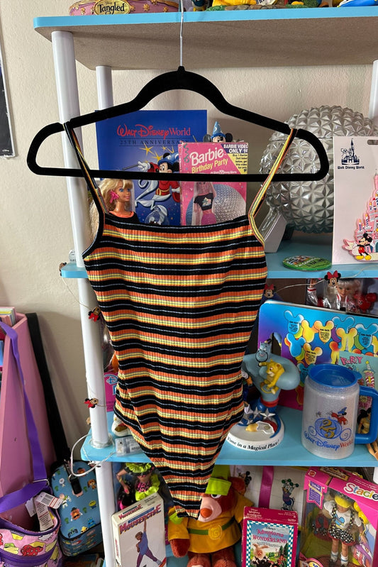 MULTI COLORED STRIPED BODYSUIT*