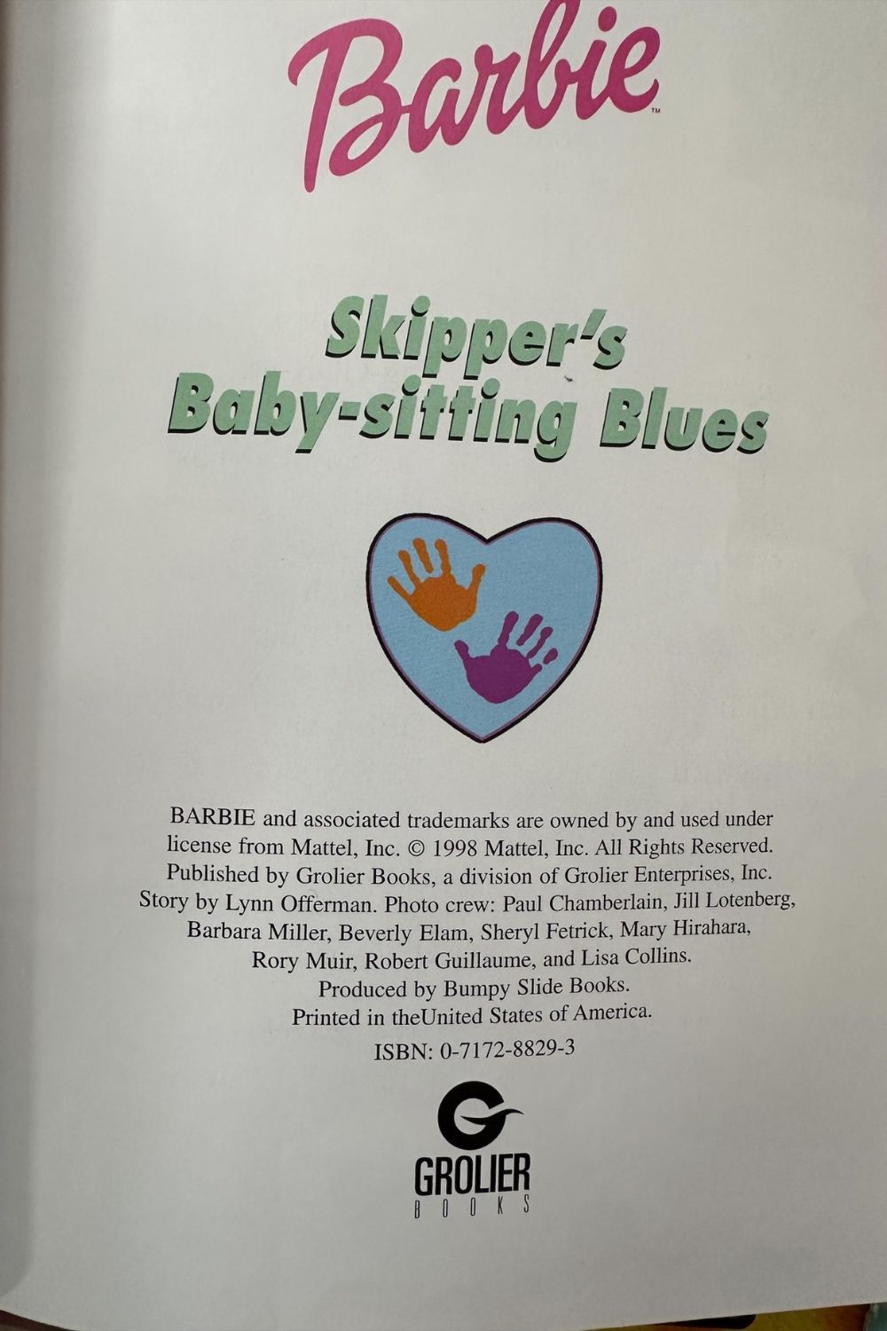 BARBIE SKIPPER'S BABY-SITTING BLUES BOOK*