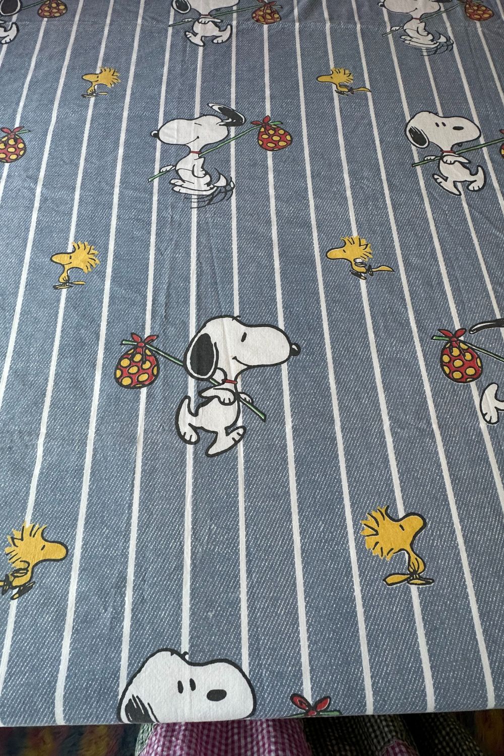 RUNAWAY SNOOPY & WOODSTOCK QUEEN FLAT SHEET*