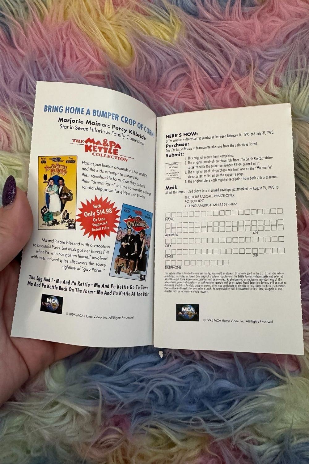 THE LITTLE RASCALS/LAND BEFORE TIME VHS REBATE BOOK*