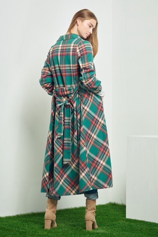 CHERISHED CHECK BELTED LONG SHIRT DRESS