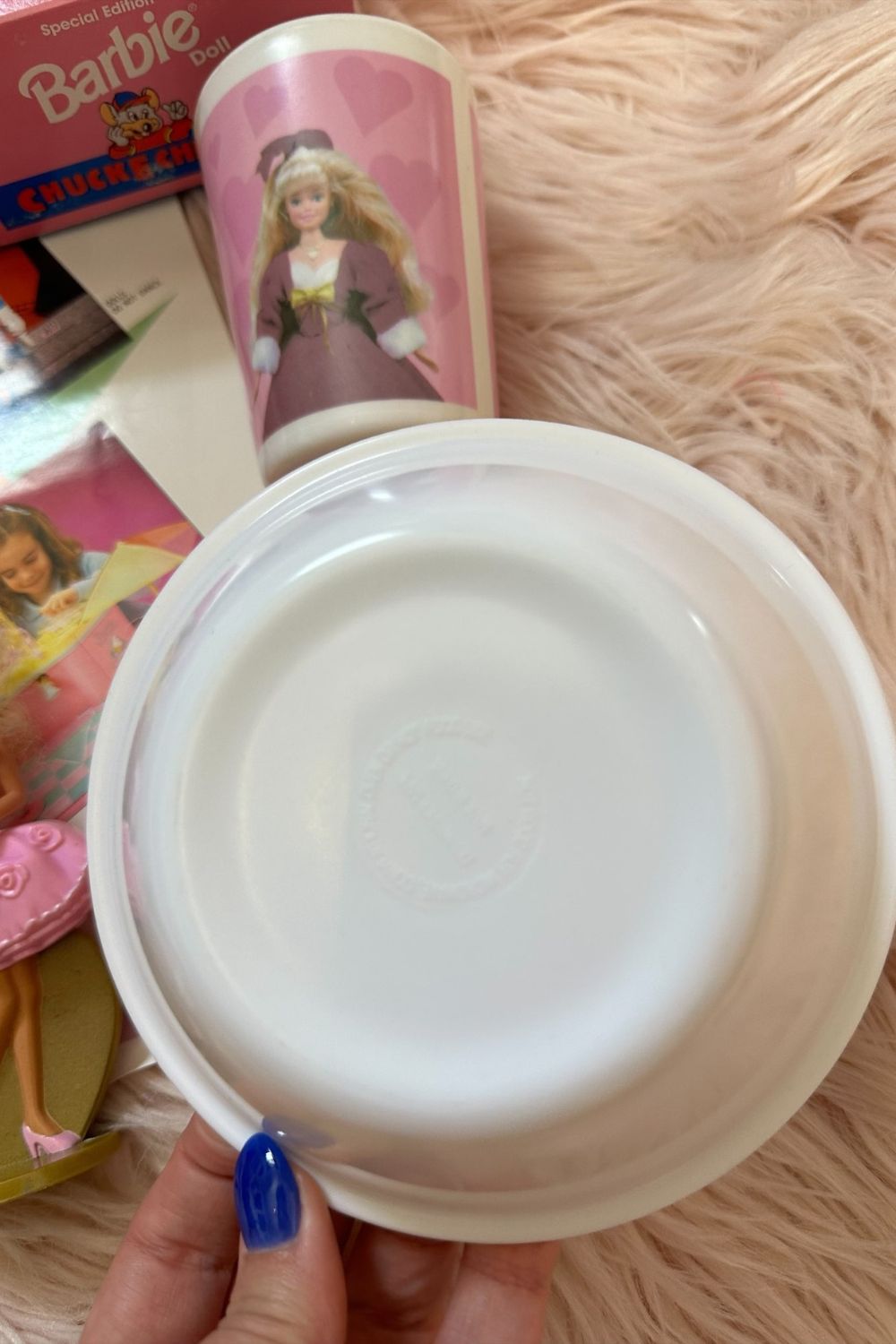 90'S BARBIE DOLL HEART BOWL AND CUP SET*