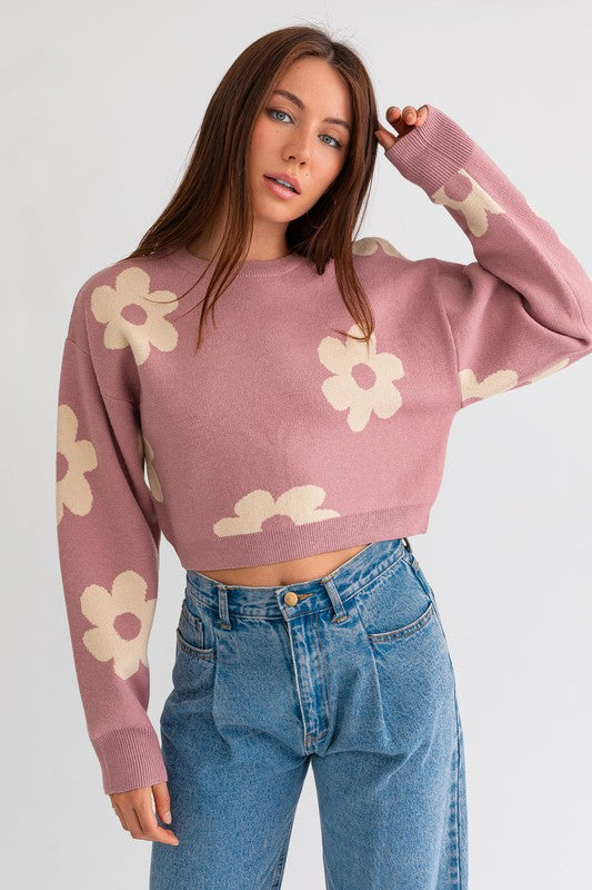 DAISY SERENADE KNIT LONG SLEEVE SWEATER