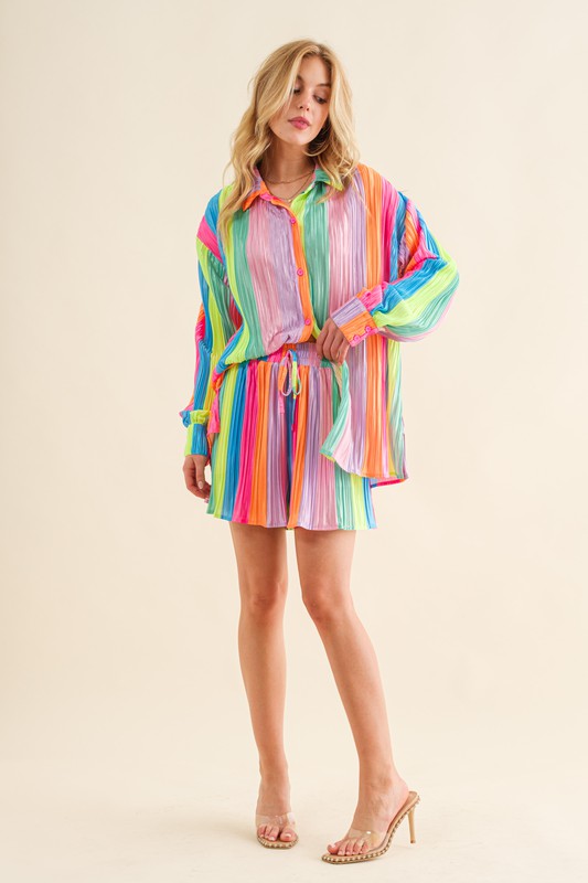 RAINBOW RENDEZVOUS SHIRT WITH MATCHING SHORTS