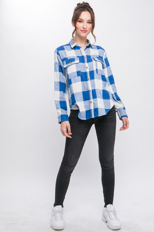 RETRO VIBE PLAID BUTTON DOWN TOP