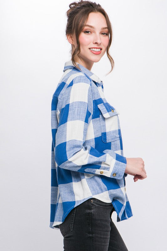 RETRO VIBE PLAID BUTTON DOWN TOP