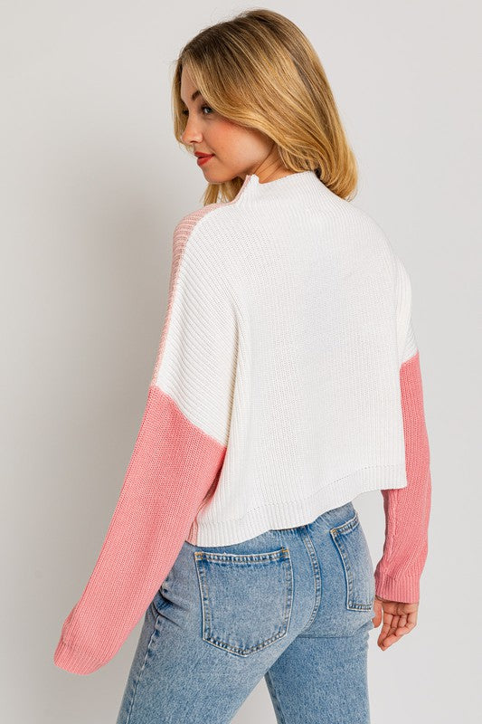 LOVE STRUCK COLOR BLOCK OVERSIZE SWEATER