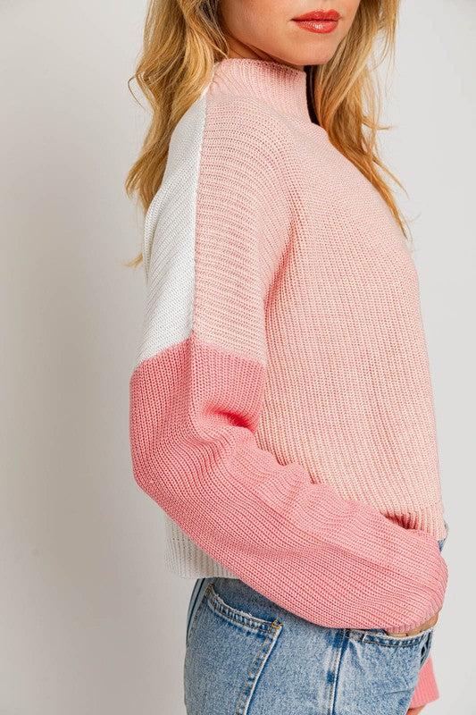 LOVE STRUCK COLOR BLOCK OVERSIZE SWEATER