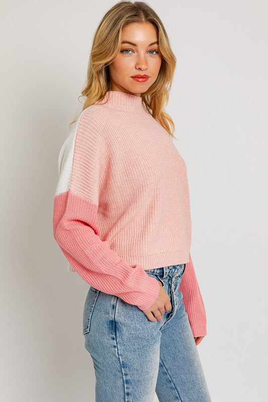 LOVE STRUCK COLOR BLOCK OVERSIZE SWEATER