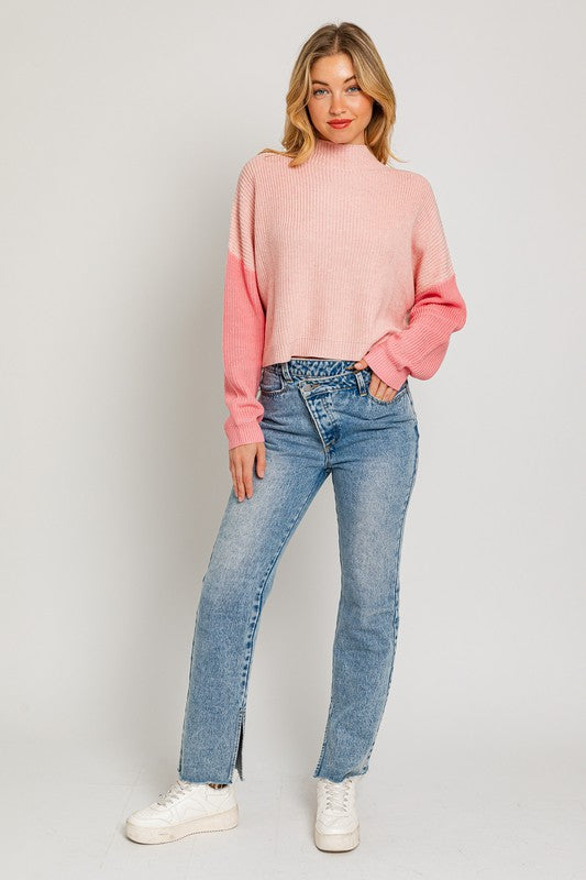 LOVE STRUCK COLOR BLOCK OVERSIZE SWEATER