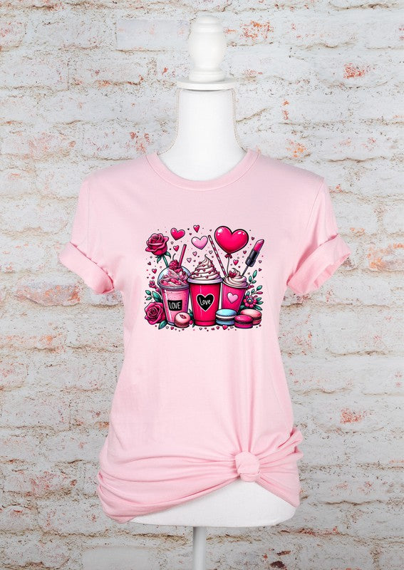 LOVE VALENTINE DRINKS GRAPHIC TEE