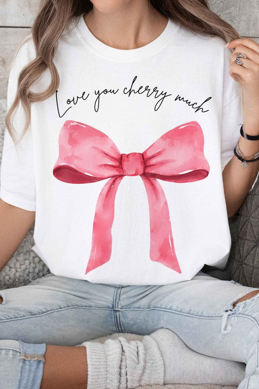 LOVE YOU CHERRY MUCH COQUETTE BOW GRAPHIC TEE