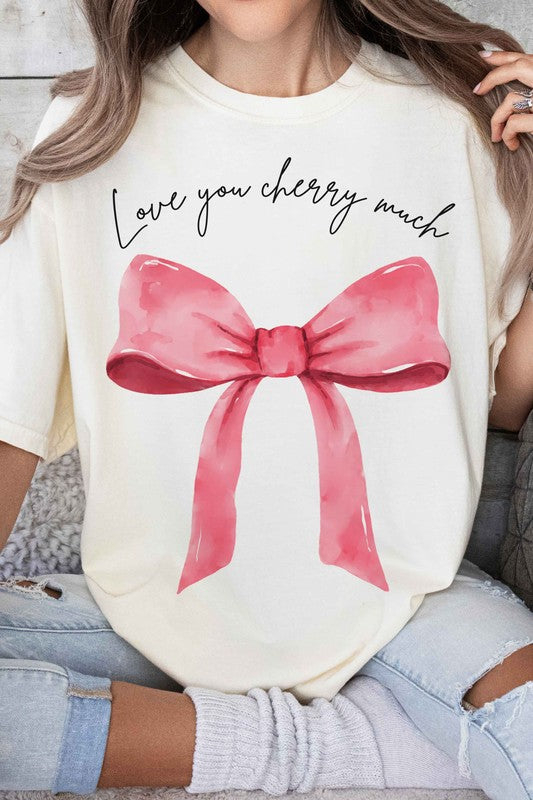 LOVE YOU CHERRY MUCH COQUETTE BOW GRAPHIC TEE