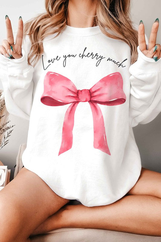 LOVE YOU CHERRY MUCH COQUETTE GRAPHIC SWEATSHIRT