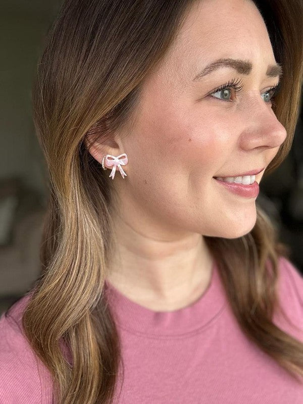 PARADISE PINK BOW EARRINGS