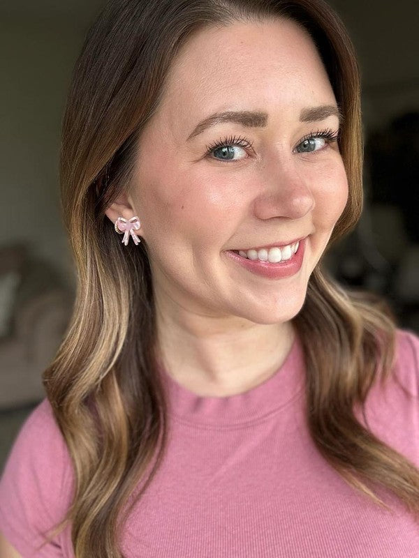 PARADISE PINK BOW EARRINGS