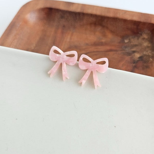 PARADISE PINK BOW EARRINGS