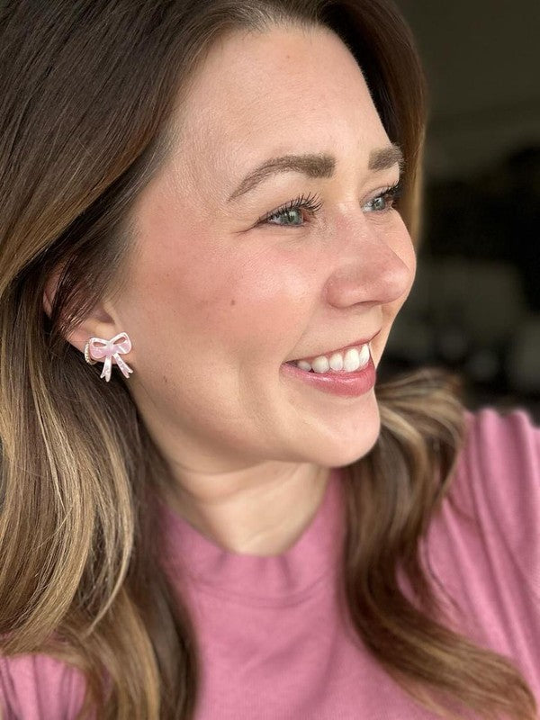 PARADISE PINK BOW EARRINGS