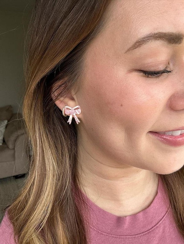 PARADISE PINK BOW EARRINGS