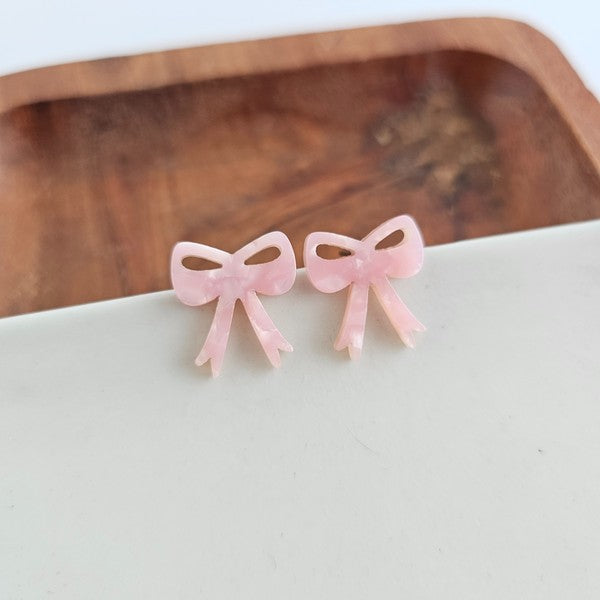 PARADISE PINK BOW EARRINGS