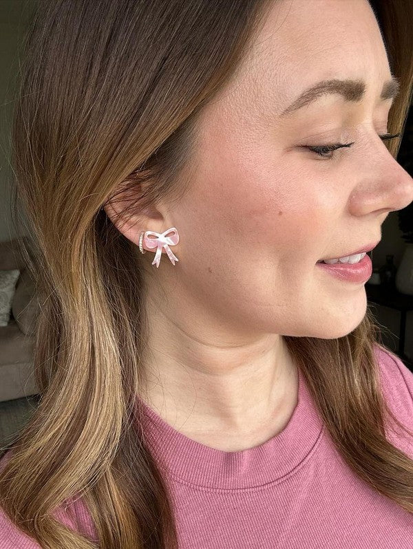 PARADISE PINK BOW EARRINGS