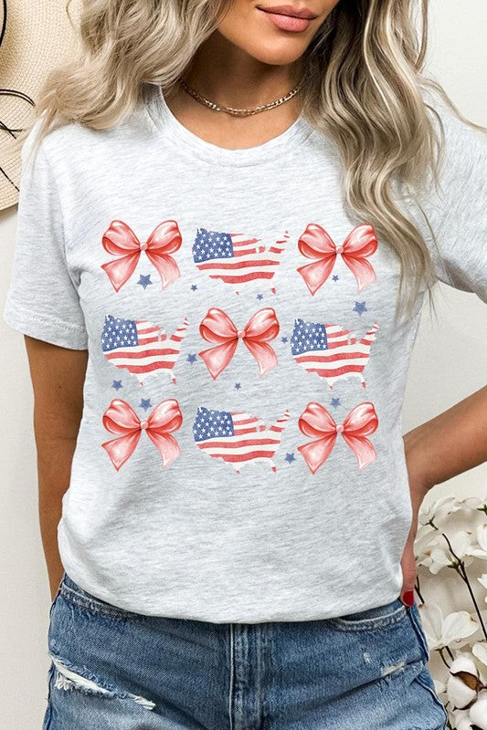 PATRIOTIQUE FLAG AND BOW TEE