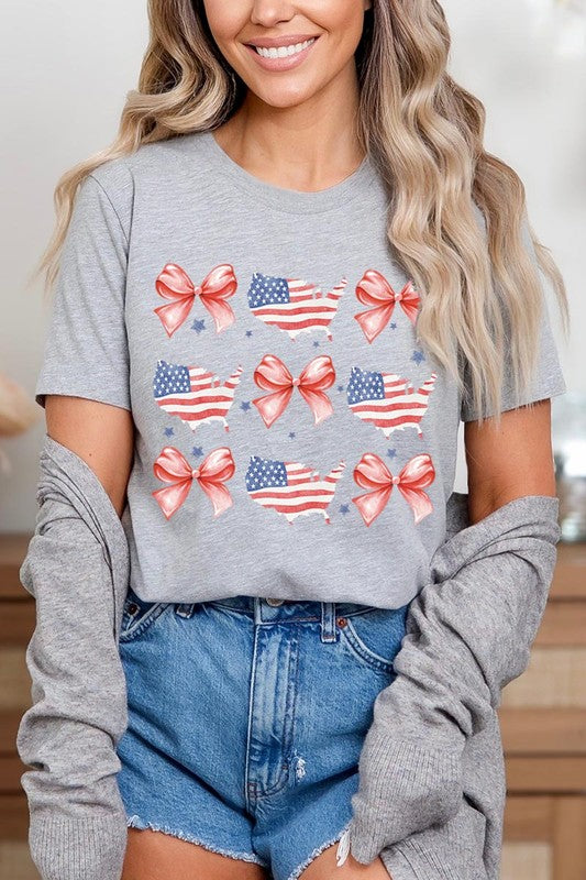 PATRIOTIQUE FLAG AND BOW TEE