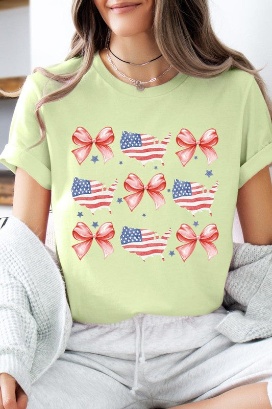 PATRIOTIQUE FLAG AND BOW TEE