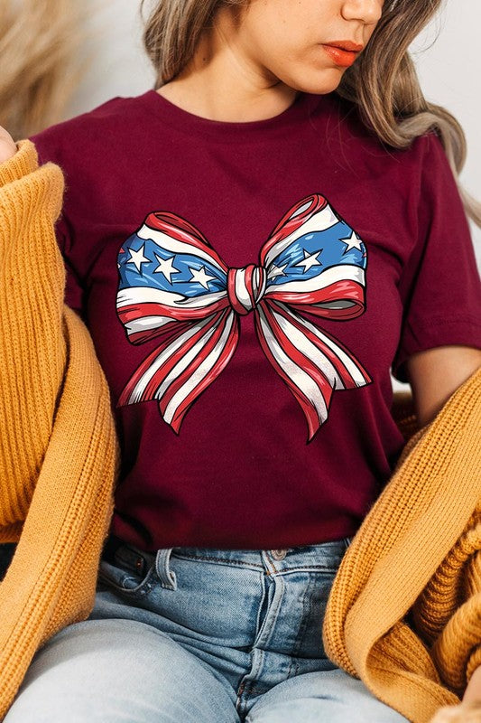 AMERICANA FLAG BOW TEE