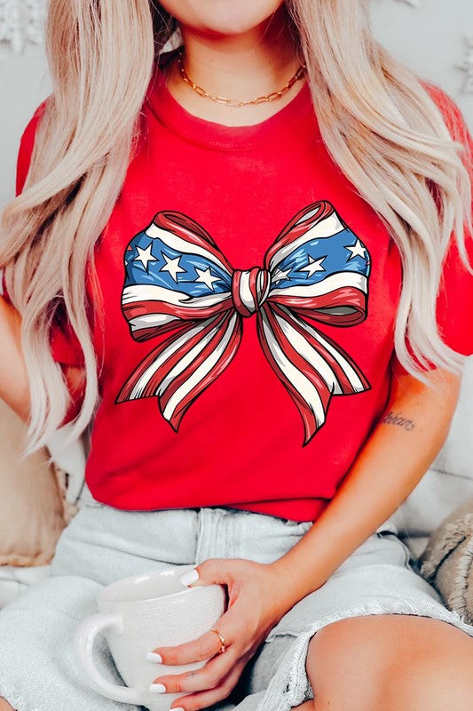 AMERICANA FLAG BOW TEE