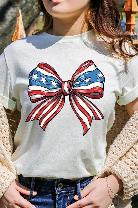 AMERICANA FLAG BOW TEE