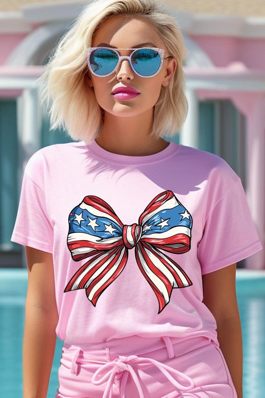 AMERICANA FLAG BOW TEE