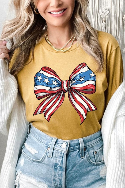 AMERICANA FLAG BOW TEE