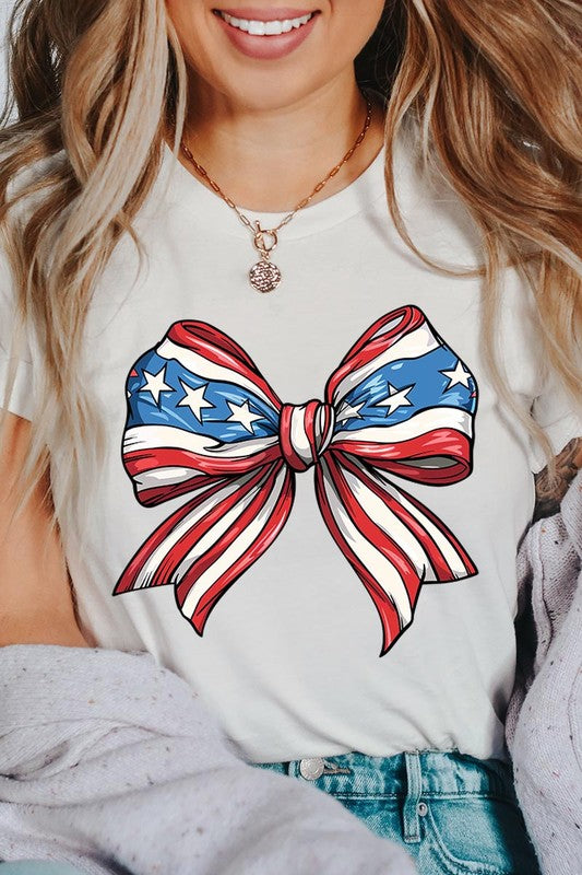 AMERICANA FLAG BOW TEE